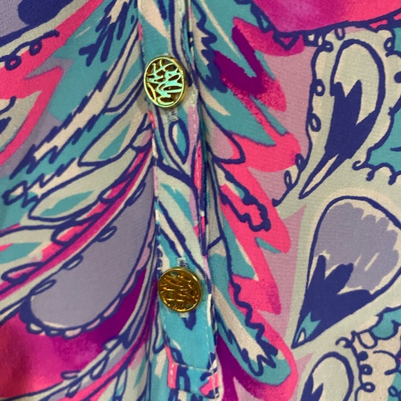 Lily Pulitzer Elsa Silk Vibrant Paisley Women's Top - Picture 4 of 7